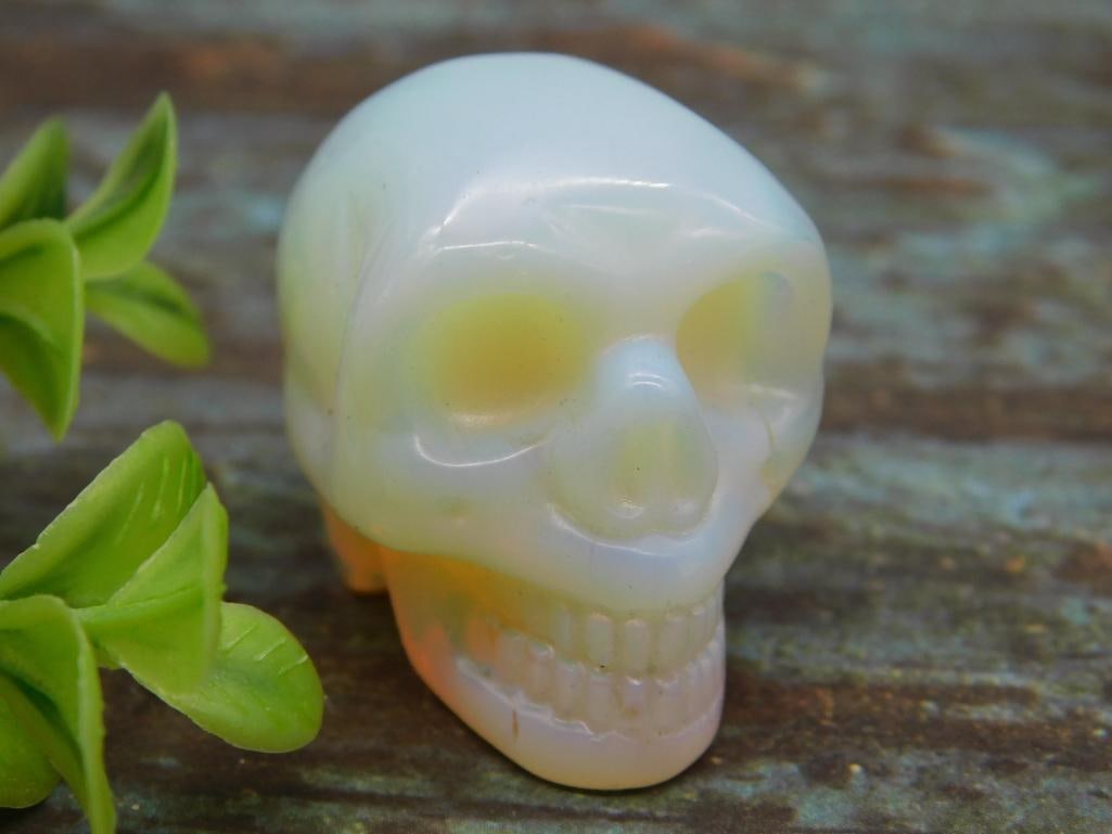 Opalite Skull Figurine With Polished Finish: Opalite Skull Figurine With Polished Finish