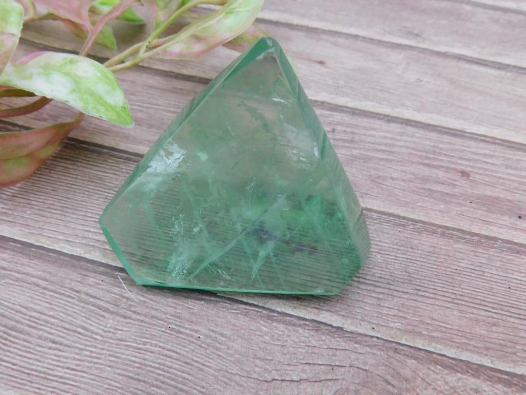 Green Fluorite Pyramid-Shaped Crystal 55 Grams: Green Fluorite Pyramid-Shaped Crystal 55 Grams