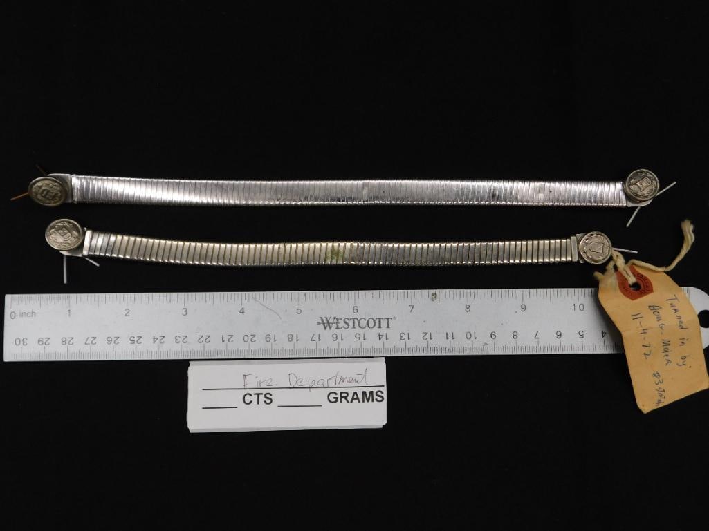 Two Silver Metal Bands with Decorative Ends - 8