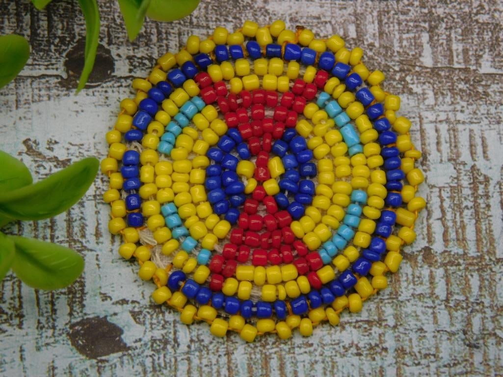 BEADED ROSETTES VINTAGE ANTIQUE - 3