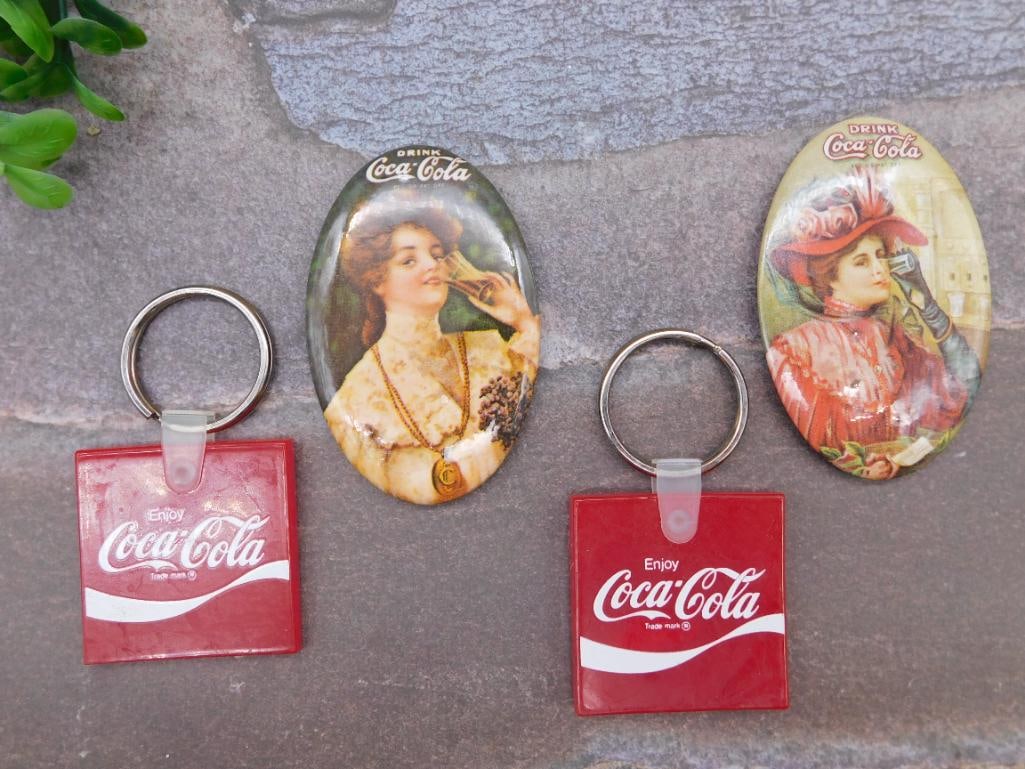 COCA-COLA ADVERTISING POCKET MIRRORS AND KEY CHAINS (1 of 4)