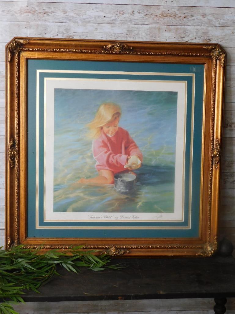 FRAMED SUMMERS CHILD PRINT BY DONALD ZOLAN: Framed Summers Child Print By Donald Zolan. See photos for exact size and condition.