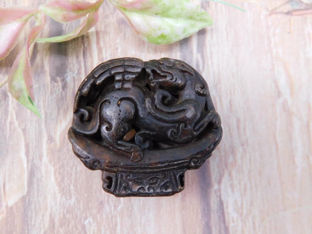 Carved Jade With Mythical Creature Design: Carved Jade With Mythical Creature Design