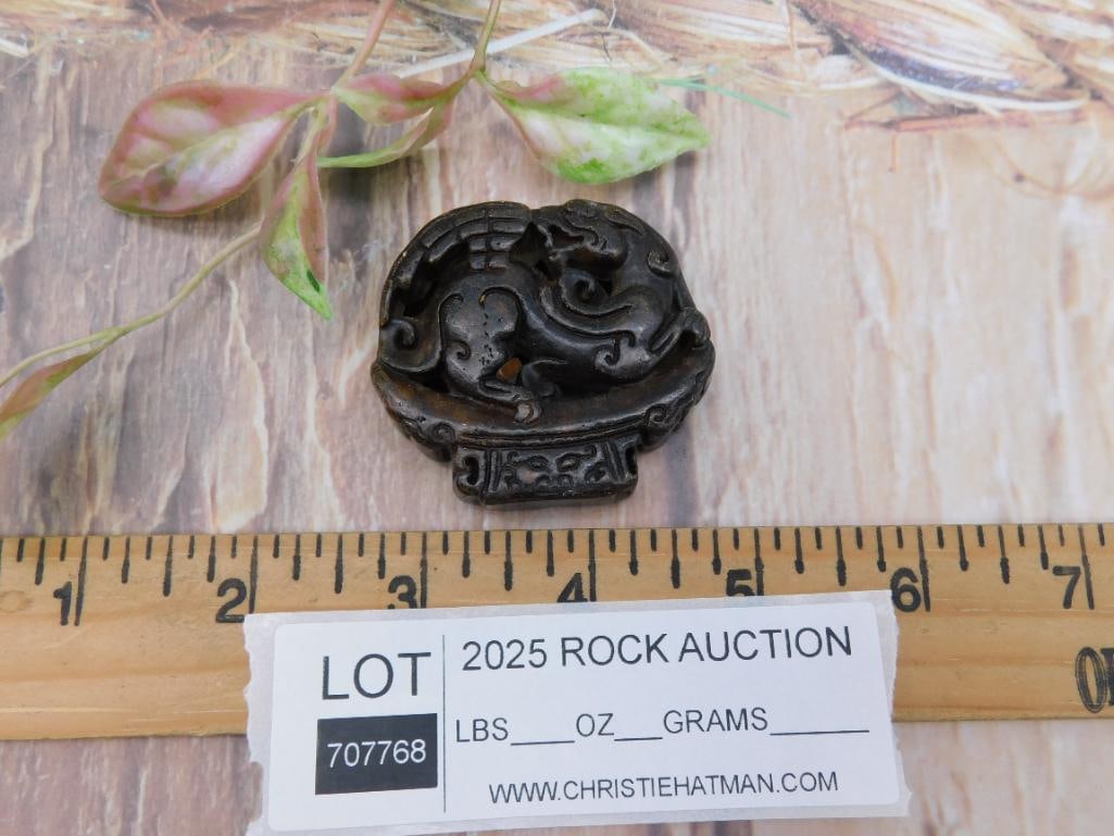 Carved Jade With Mythical Creature Design - 2