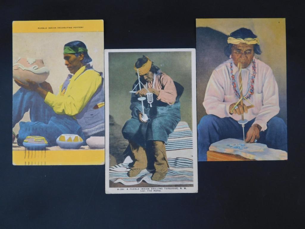 3 Vintage Postcards Featuring Pueblo Indian People: 4 Vintage Postcards Featuring Pueblo Indian People