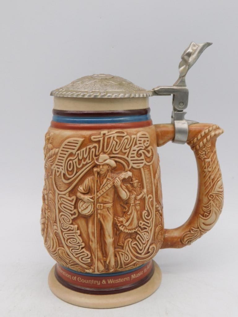 COUNTRY & WESTERN MUSIC STEIN AVON BEER STEIN MADE IN BRAZIL: COUNTRY & WESTERN MUSIC STEIN AVON BEER STEIN MADE IN BRAZIL