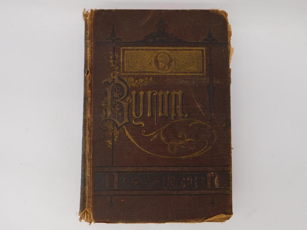 Book - Byron Poetical Works, Antique Leather Bound Presentation Copy 1905 (1 of 6)