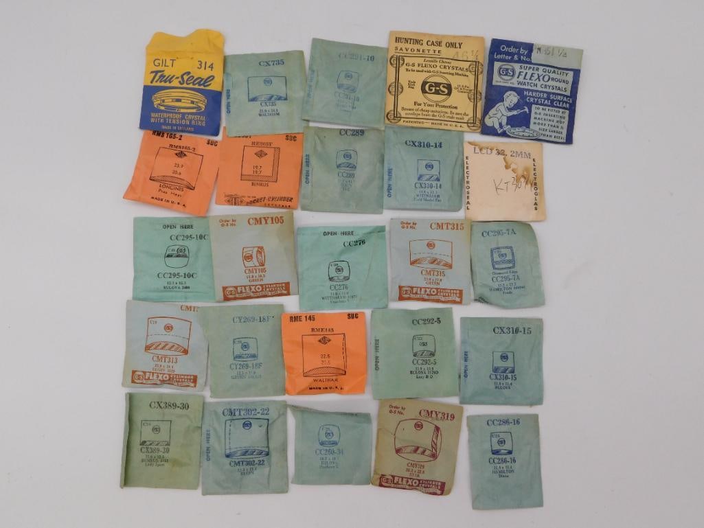 Watch Parts: Crystal Envelope Lot - Bulova and Waltham (1 of 3)