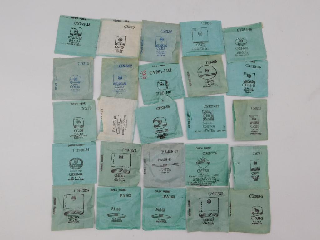 Antique Watch Crystals & Stems: Vintage Glass Packet Lot (1 of 7)