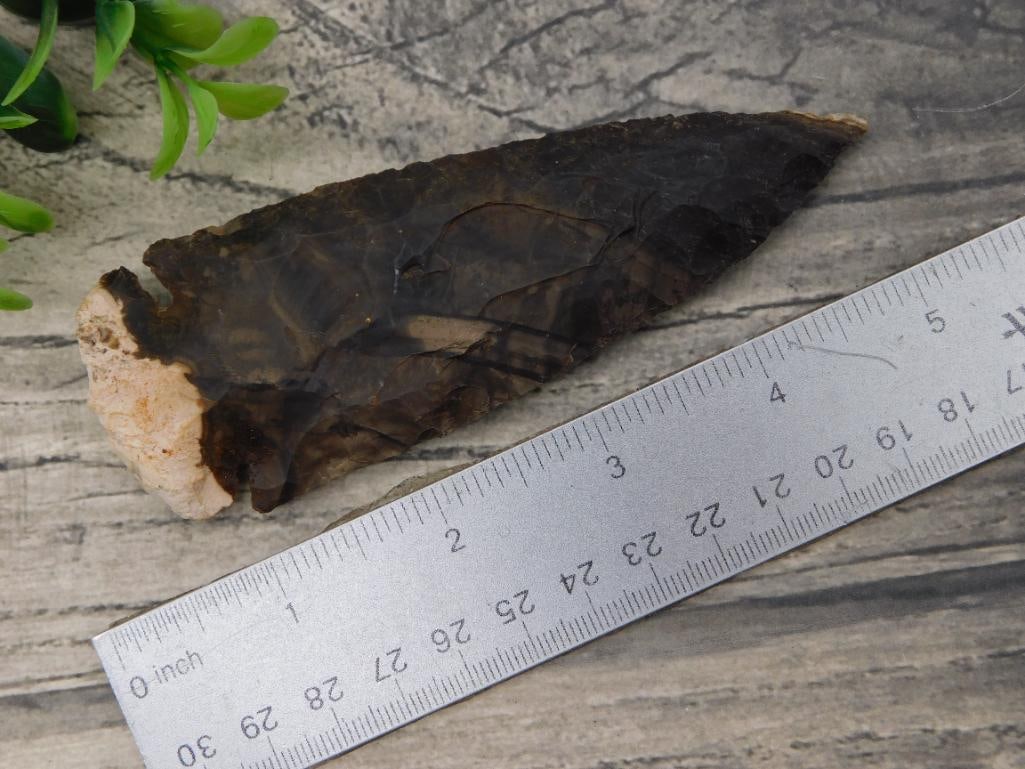 Arrowhead: Large Knapped Dark Flint Spear Point - 2