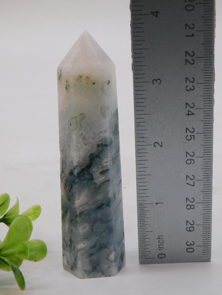 Moss Agate Crystal Point Tower 97 Grams - 2