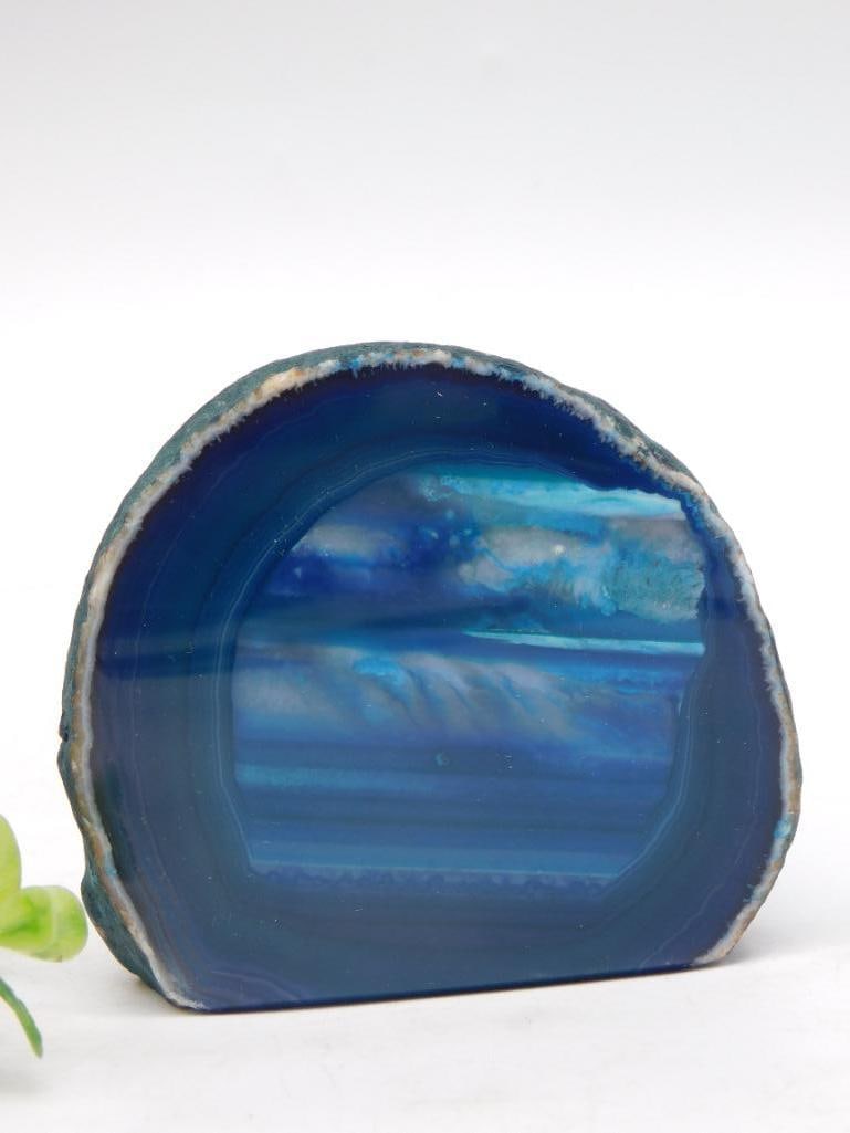Agate Geode Slice Polished Blue Bookend (1 of 2)