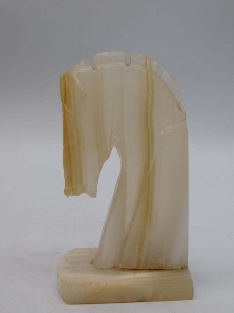 Figurine - Carved Onyx Horse Head Bookend, 7 Inches (1 of 3)