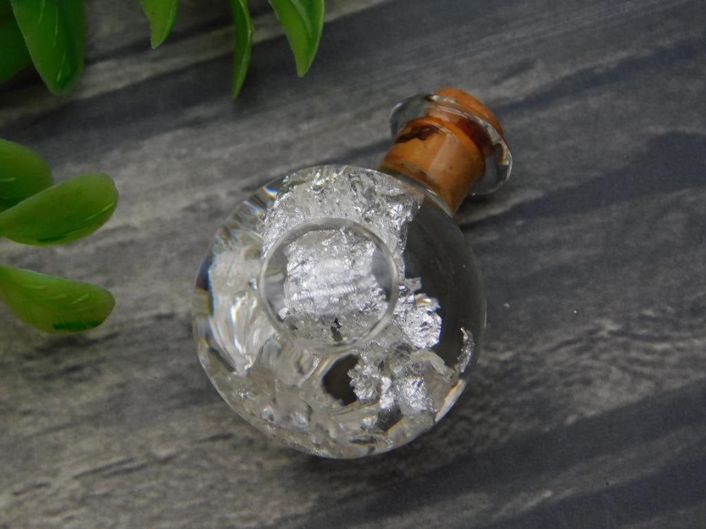 Art Glass Miniature Corked Bottle with Foil Flake Interior (1 of 2)