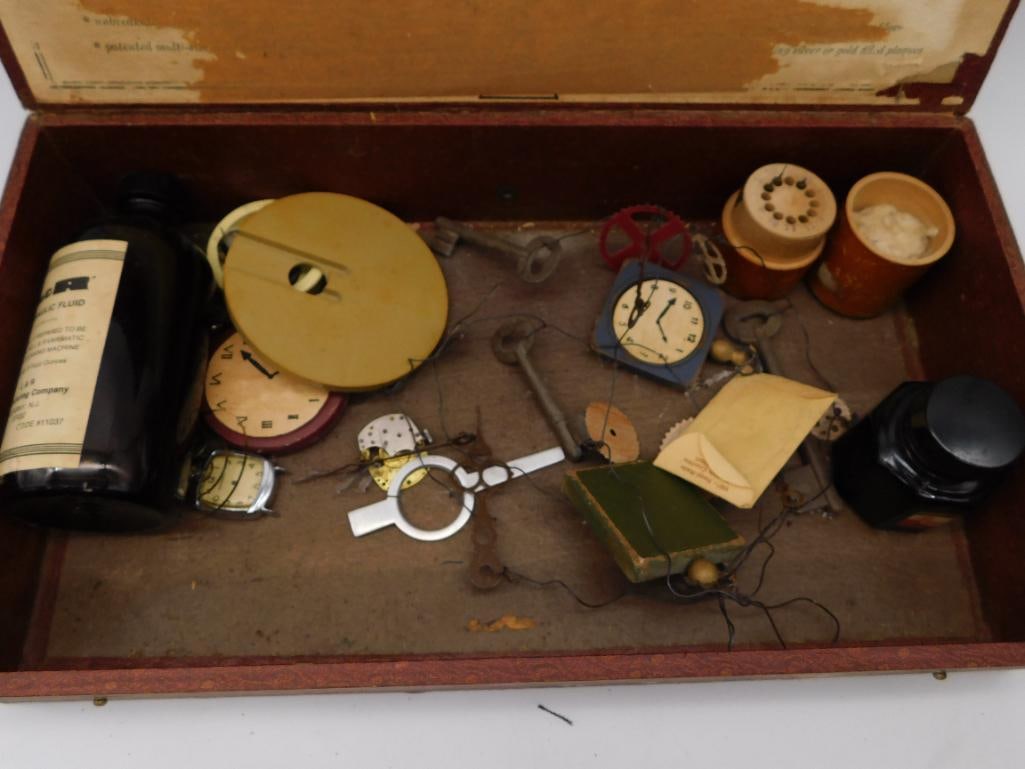 Antique Watchmaker's Repair Box with Tools and Oil (1 of 3)