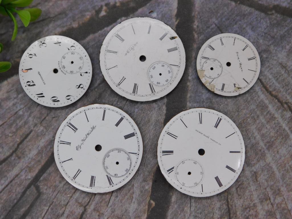 Antique Pocket Watch Dial Lot - Elgin and Assorted Makers (1 of 2)