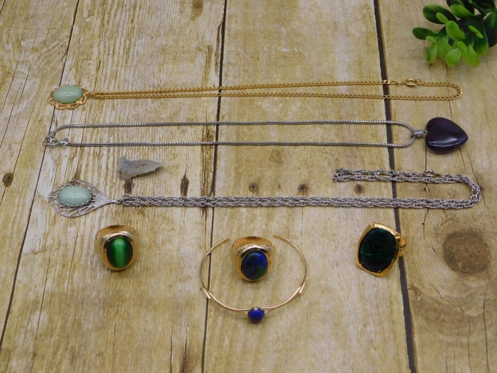 MIXED JEWELRY LOT ROCK STONE LAPIDARY SPECIMEN: MIXED JEWELRY LOT ROCK STONE LAPIDARY SPECIMEN