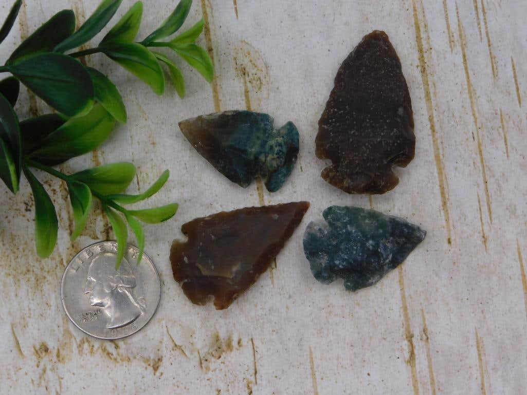 Arrowhead - Set of Four Knapped Agate/Jasper Points - 2