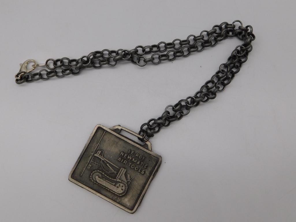 Antique Watch Fob - Le Roi Newmatic Air Tools Advertising Fob with Chain (1 of 2)