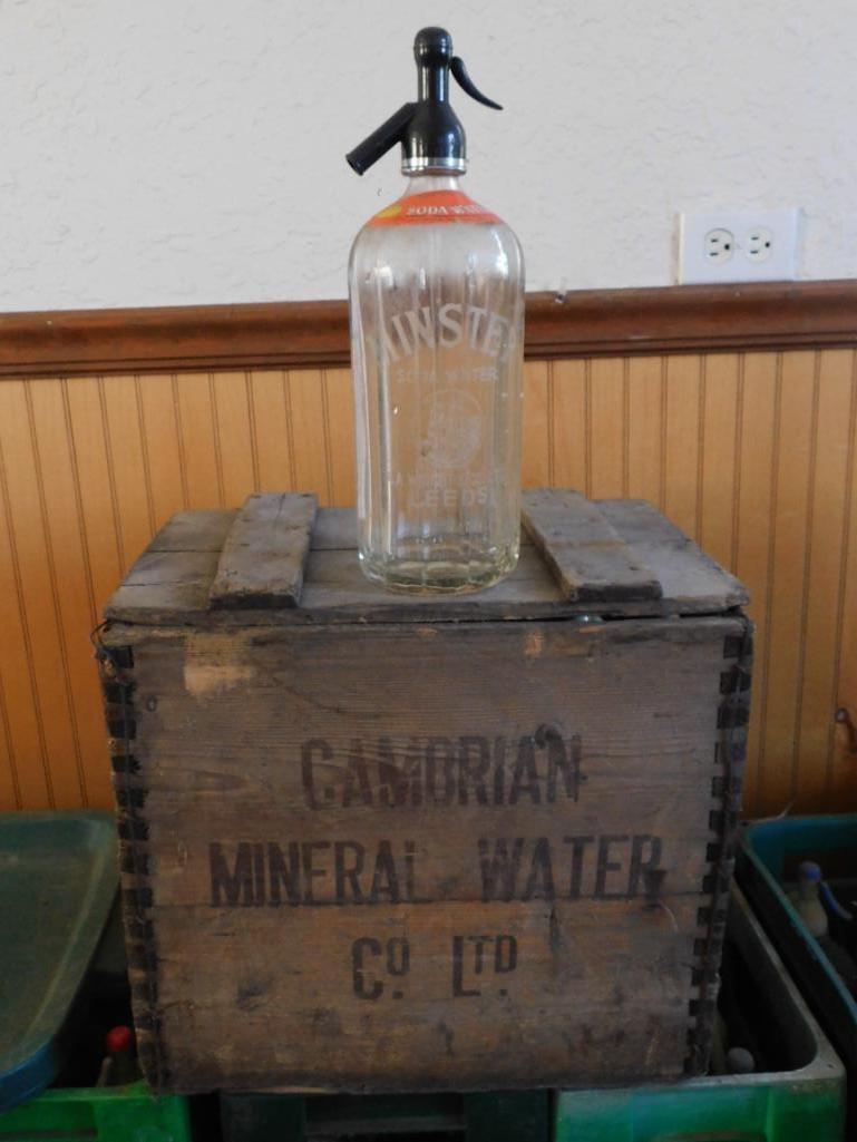 Antique Cambrian Mineral Water Crate with Minster Soda Syphon (1 of 4)
