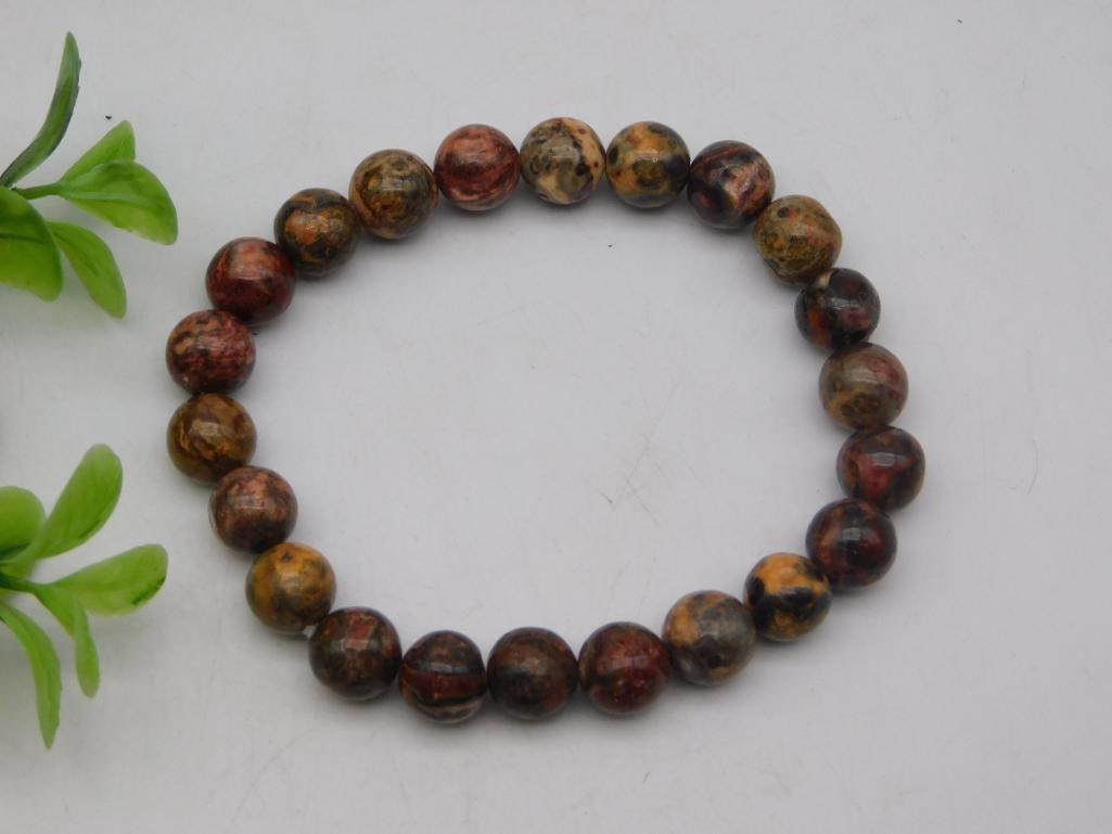 Bracelet - Leopard Skin Jasper Beaded Stretch Bracelet (1 of 2)