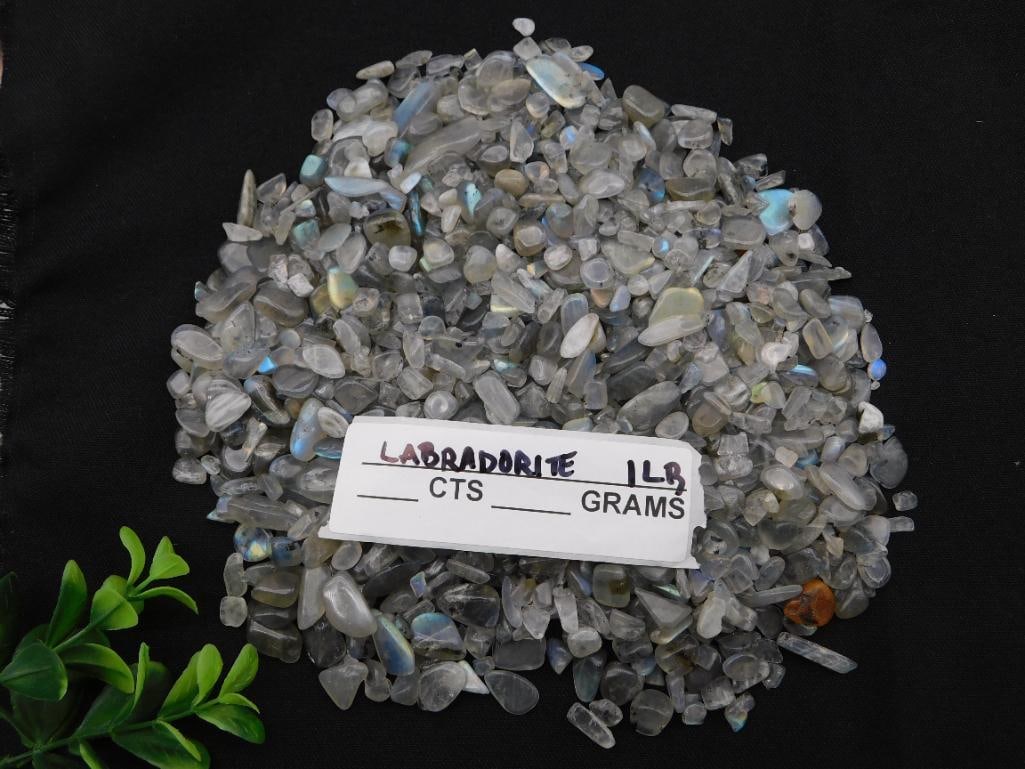 Crystal - Labradorite Tumbled Chips, 1 Pound Bag - 4