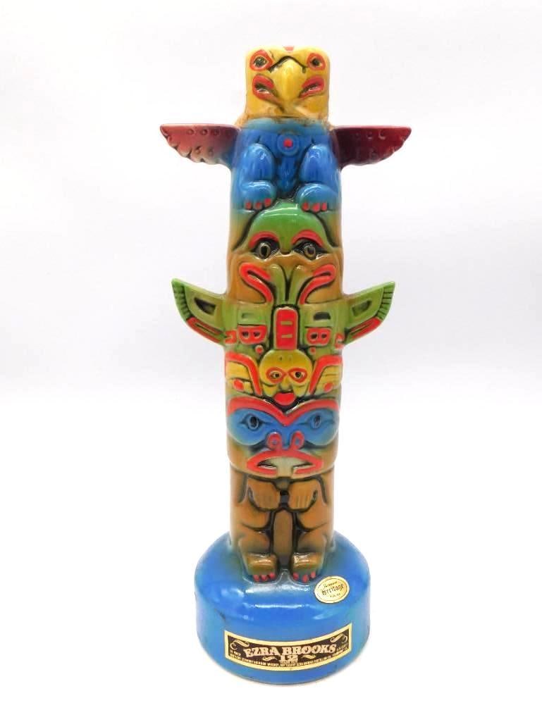 Ezra Brooks Totem Pole Thunderbird Whiskey Decanter with Tax Strip (1 of 3)
