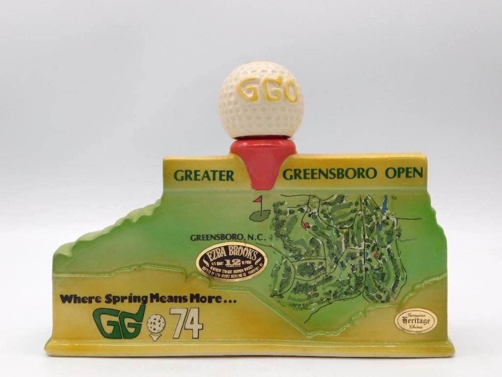 Ezra Brooks 1974 Greater Greensboro Open Golf Ball Decanter with Tax Strip (1 of 3)