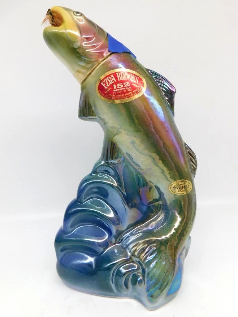 Ezra Brooks Leaping Trout Decanter Iridescent Heritage China 1970 (1 of 4)