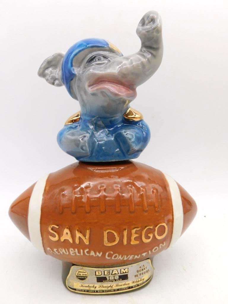 Jim Beam 1972 San Diego Republican Convention Elephant Football Decanter (1 of 3)