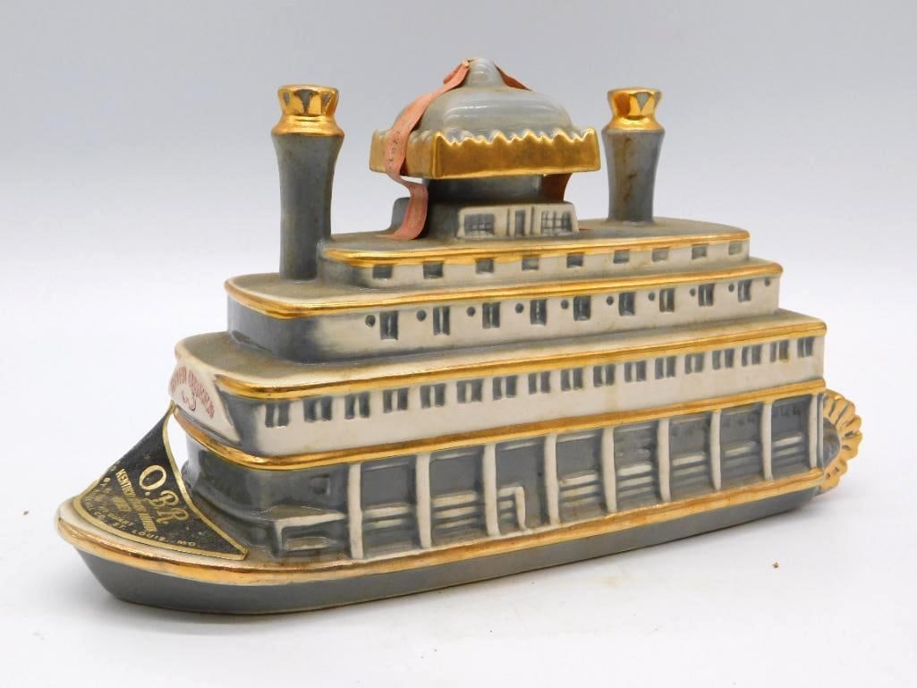 Paddle Wheel Riverboat Whiskey Decanter O.B.R. (1 of 3)