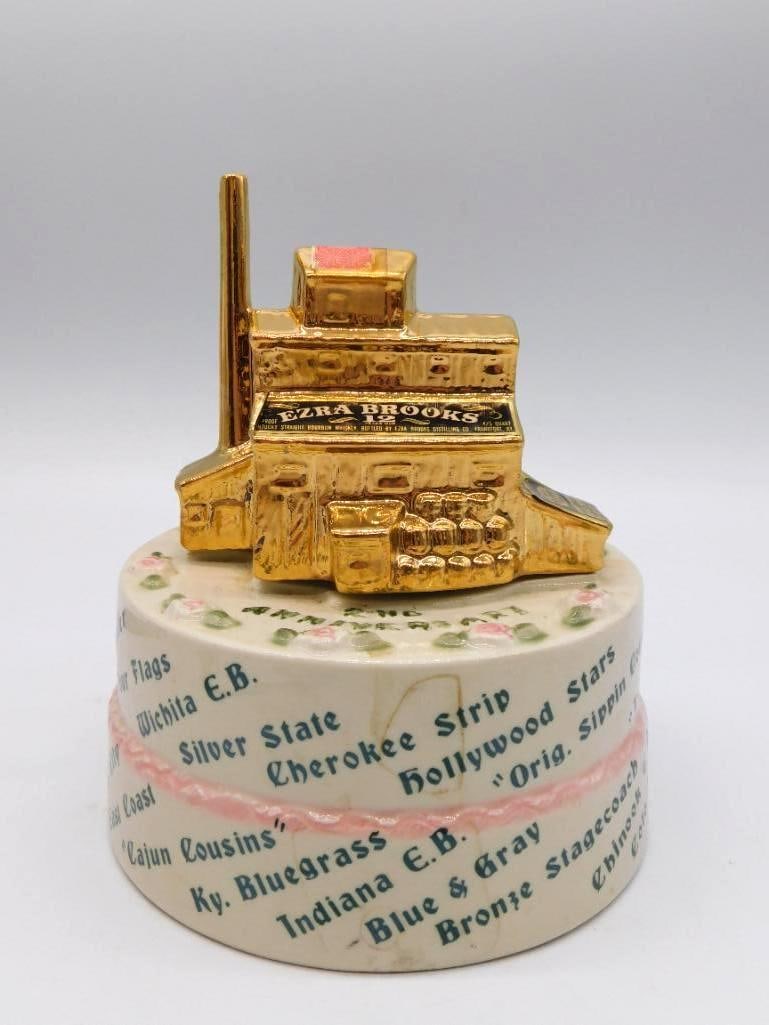 Ezra Brooks Bottle Club Decanter with Gold Cannon Stopper (1 of 3)
