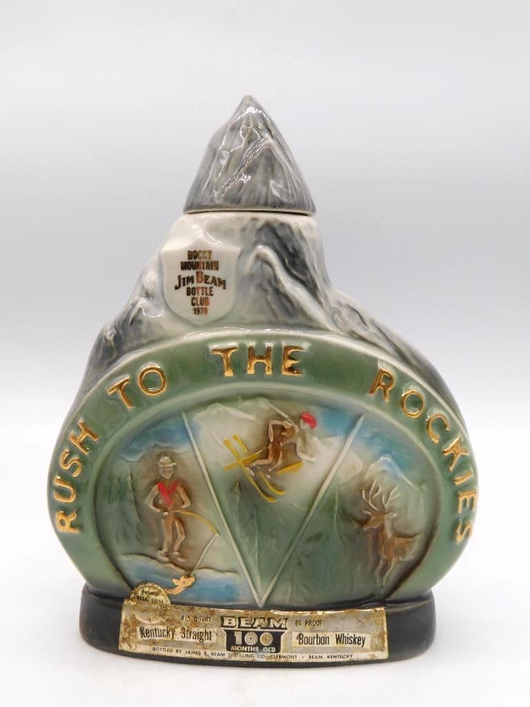 Jim Beam Rush to the Rockies Bottle Club Bourbon Decanter 1970 (1 of 3)