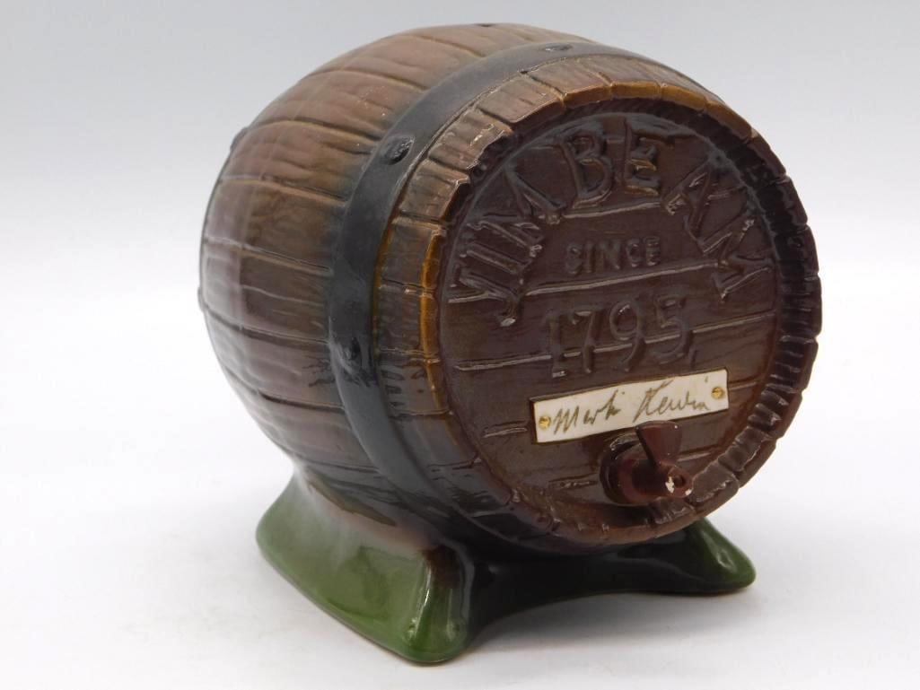 Jim Beam Since 1795 Ceramic Whiskey Barrel Decanter with Nameplate (1 of 4)
