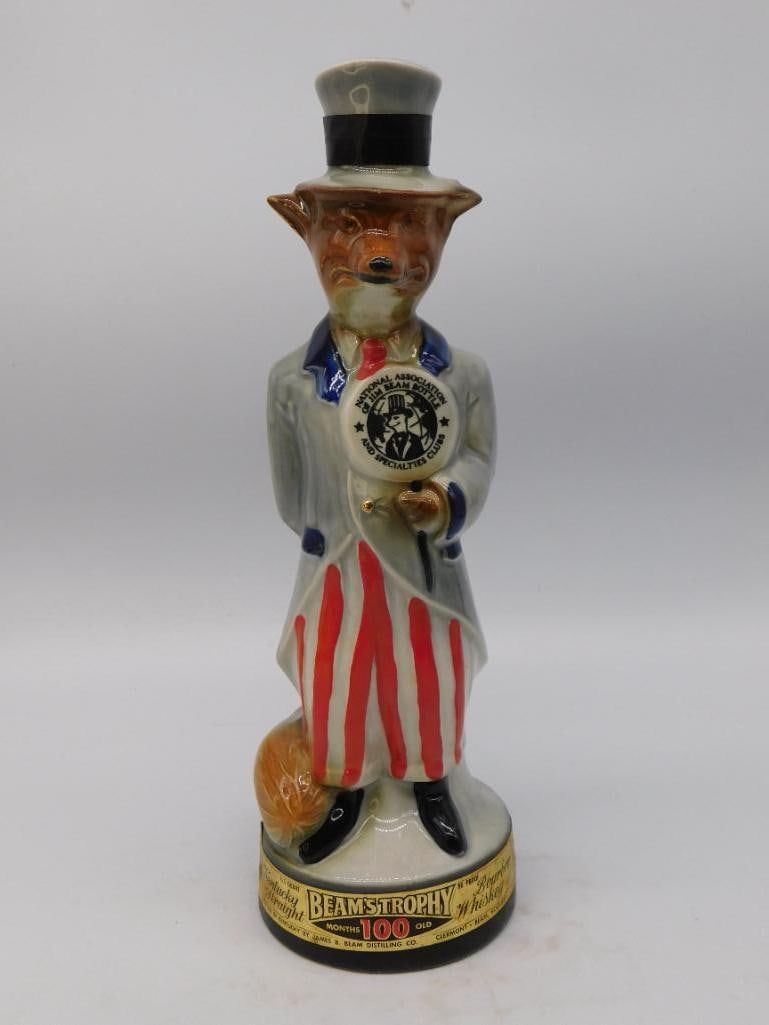 Jim Beam Uncle Sam Fox Bottle Club Trophy Decanter Seal Intact (1 of 6)