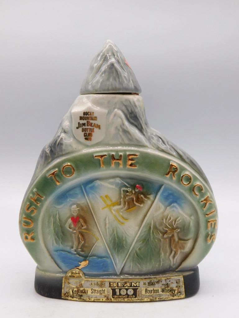 Jim Beam Rocky Mountain Bottle Club Rush to the Rockies Decanter Seal Intact (1 of 3)