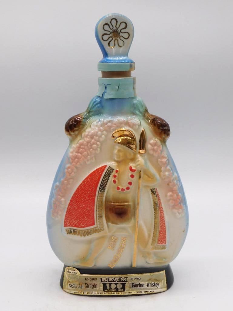 Jim Beam Hawaii Beam Bottle Club King Kamehameha Aloha Decanter Seal Intact (1 of 3)