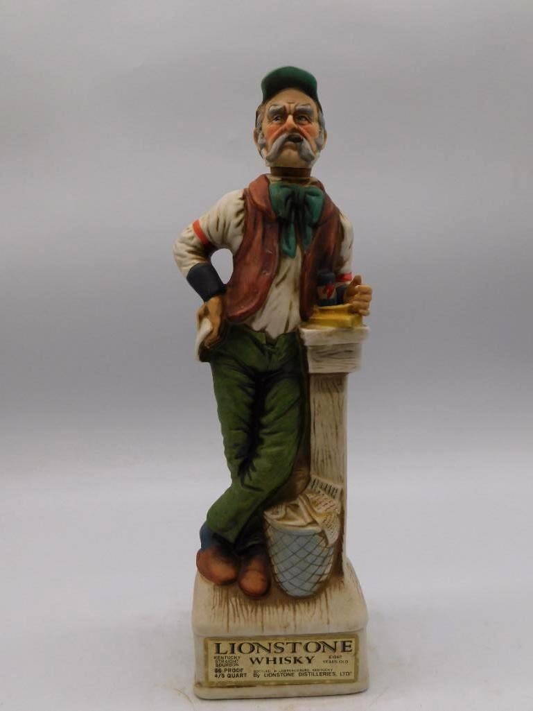 Two Western Whiskey Decanters Lionstone Gentleman and Telegrapher 1869-1890 Seal Intact (1 of 4)