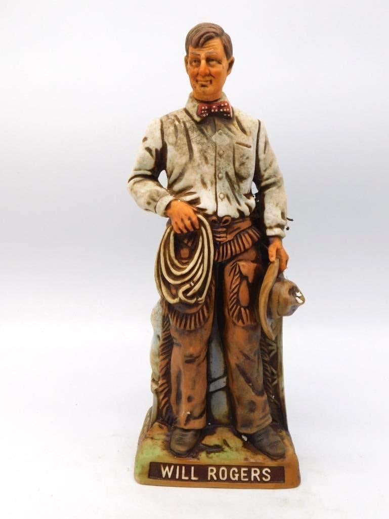 Will Rogers Cowboy Humorist Portrait Decanter Seal Intact (1 of 4)