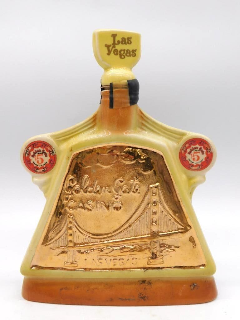 Golden Gate Casino Las Vegas Bridge Whiskey Decanter Seal Intact (1 of 4)