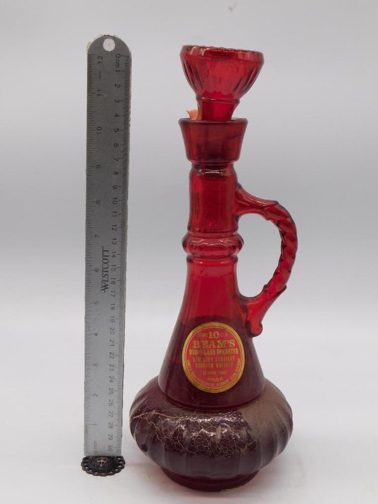 Jim Beam Ruby Glass Jug-Form Bourbon Whiskey Decanter - 3
