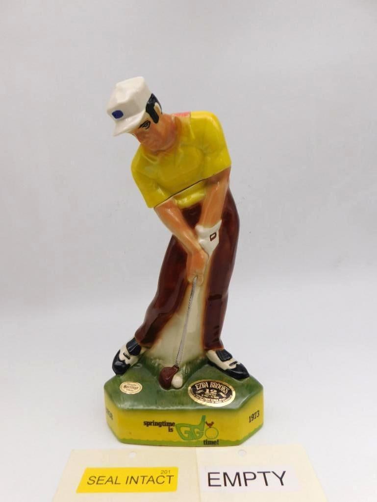 Ezra Brooks Golfer Decanter 1973 Springtime is Go Time Seal Intact (1 of 8)