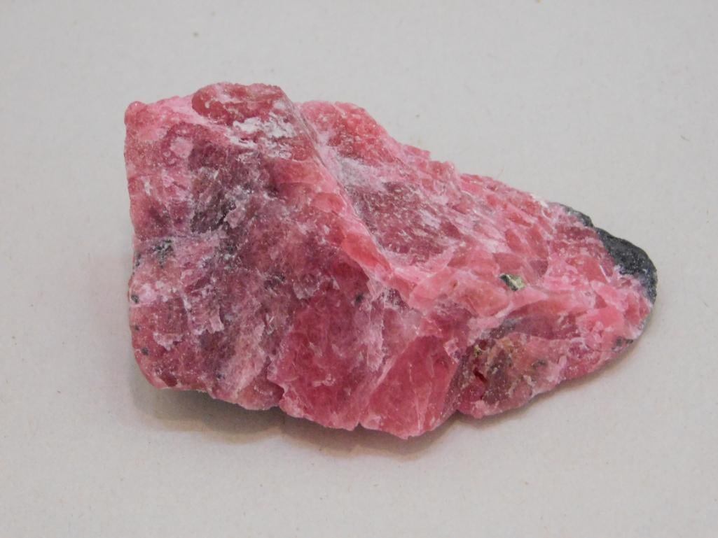 GEM RHODONITE ROCK STONE LAPIDARY SPECIMEN: Gem Rhodonite Rock Stone Lapidary Specimen. See photos for exact size and condition.