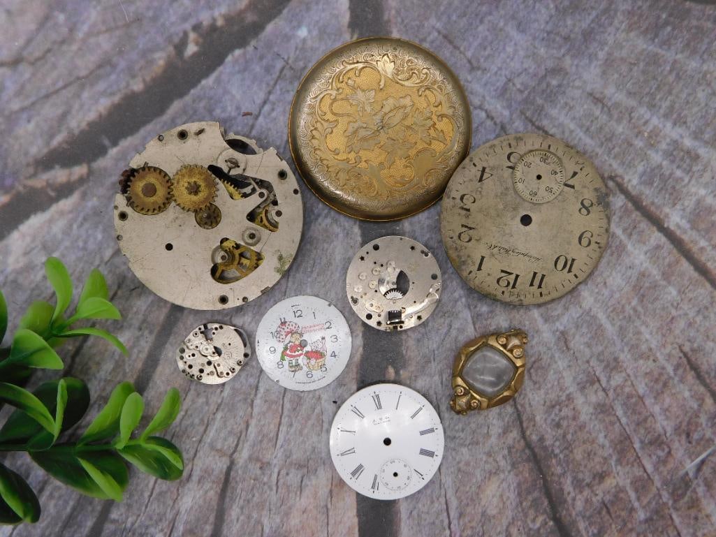 Watch Parts: Movement Gears and Compact Case Lot (1 of 2)
