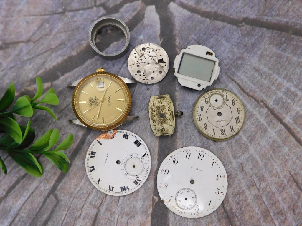 Watch Parts: Assorted Lot Including IOWA Wristwatch Head (1 of 2)