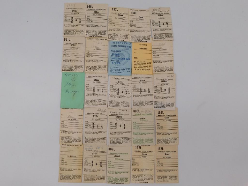 Antique Watch Parts: Vintage Marshall Stem Stock Cards & Stems (1 of 6)