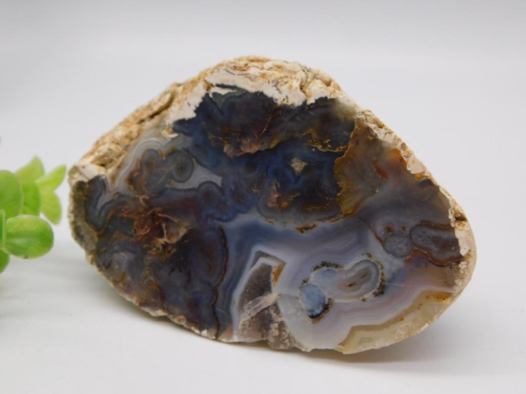 Agate Geode Slice Specimen, Blue and Purple Banding (1 of 2)