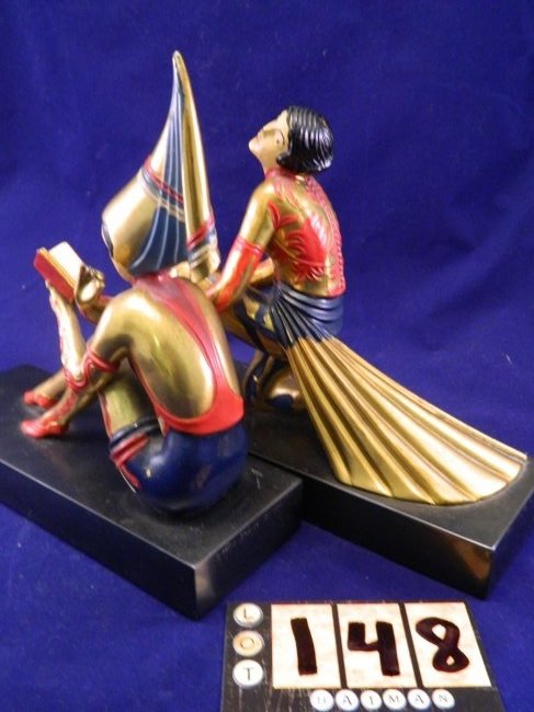 Tiffany Studios Art Deco Lady Bookends: See Photo for Details, Measurements, and descriptions.