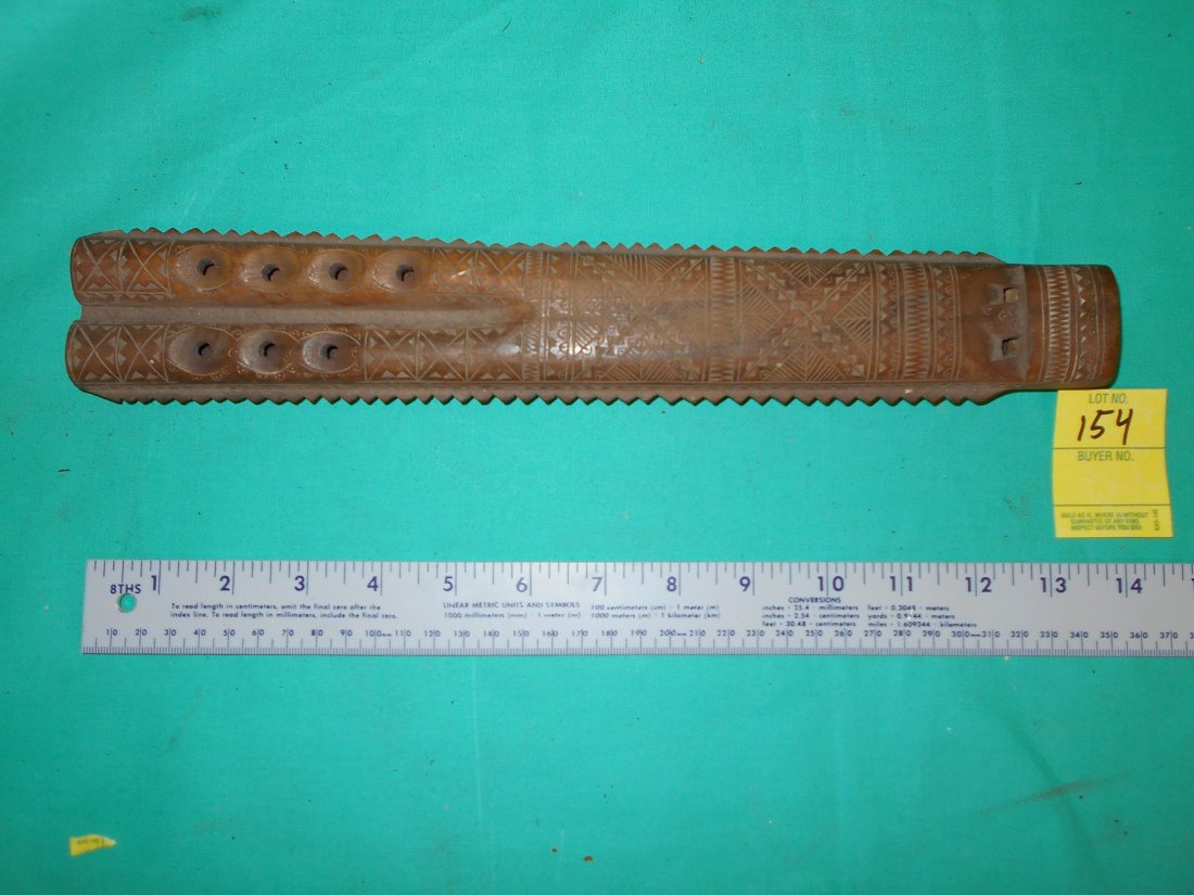 Tramp Art Wooden Double Flute: See Photos for condition and Measurements. More Pics and details at our website.