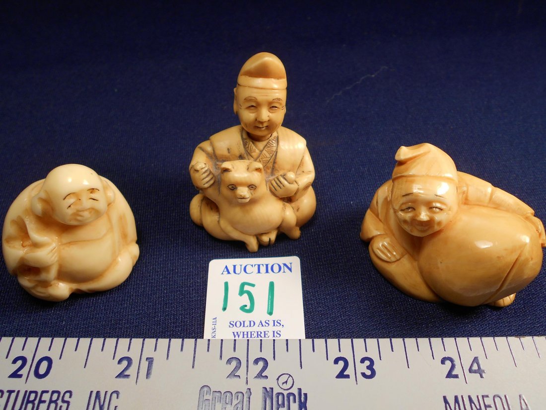 Set of 3 Japanese Netsukes: Set of 3 Japanese Netsukes